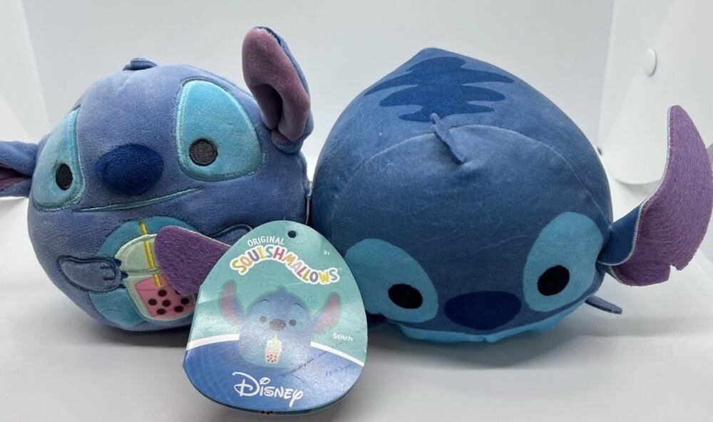 RARE Squishmallows Disney STITCH Boba Tea 6" Plush NWT& Extra BONUS Stitch Plush